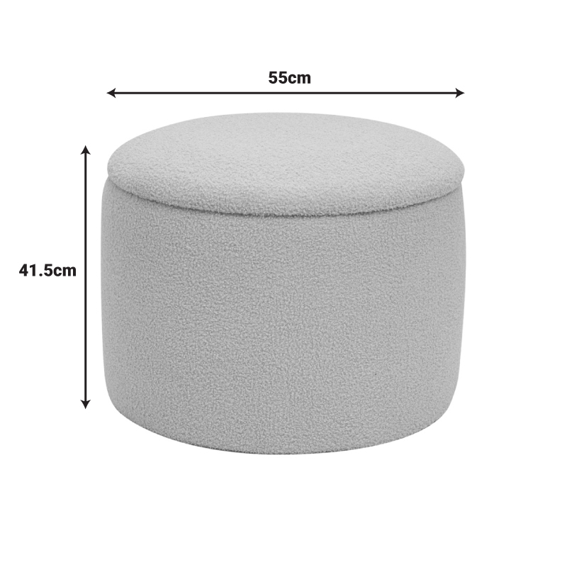 Stol-arkë Roundy pakoworld me pëlhurë boucle në nuancë bezhë Φ55x41.5cm