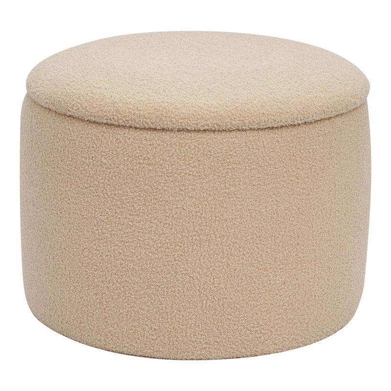Stol-arkë Roundy pakoworld me pëlhurë boucle në nuancë bezhë Φ55x41.5cm