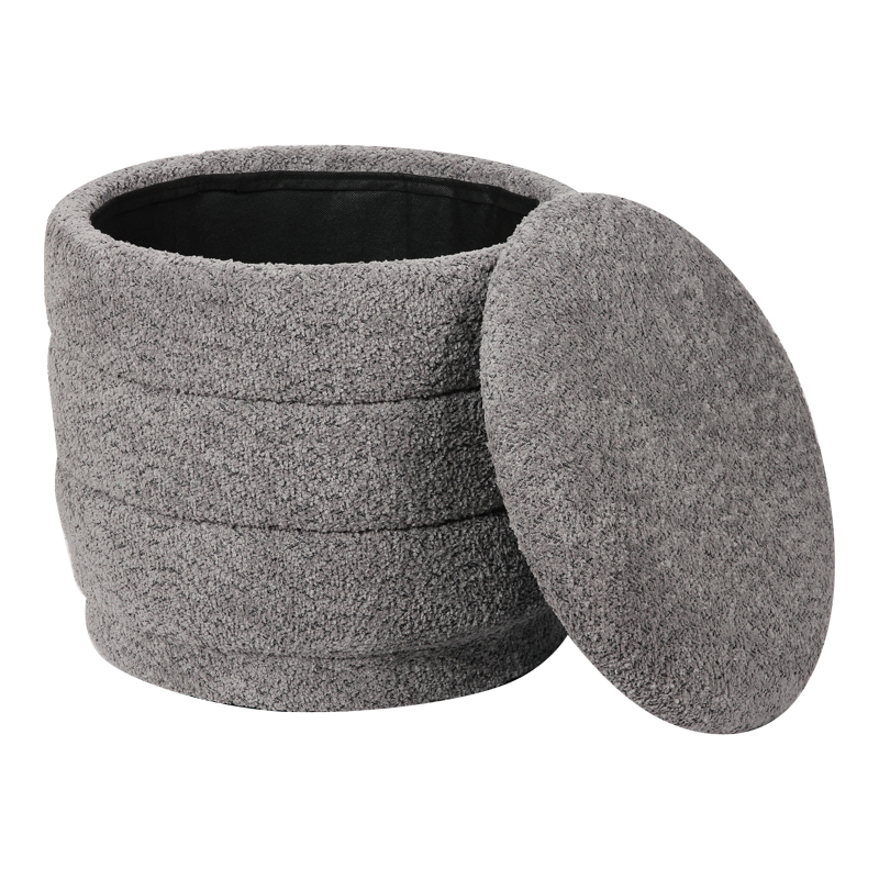 Stol-arkë Bettia pakoworld pëlhurë teddy gri D41x38.5cm