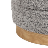 Tabure-arkë Pelen pakoworld pëlhurë teddy gri me bazë mdf me ngjyrë natyrale D39x37cm
