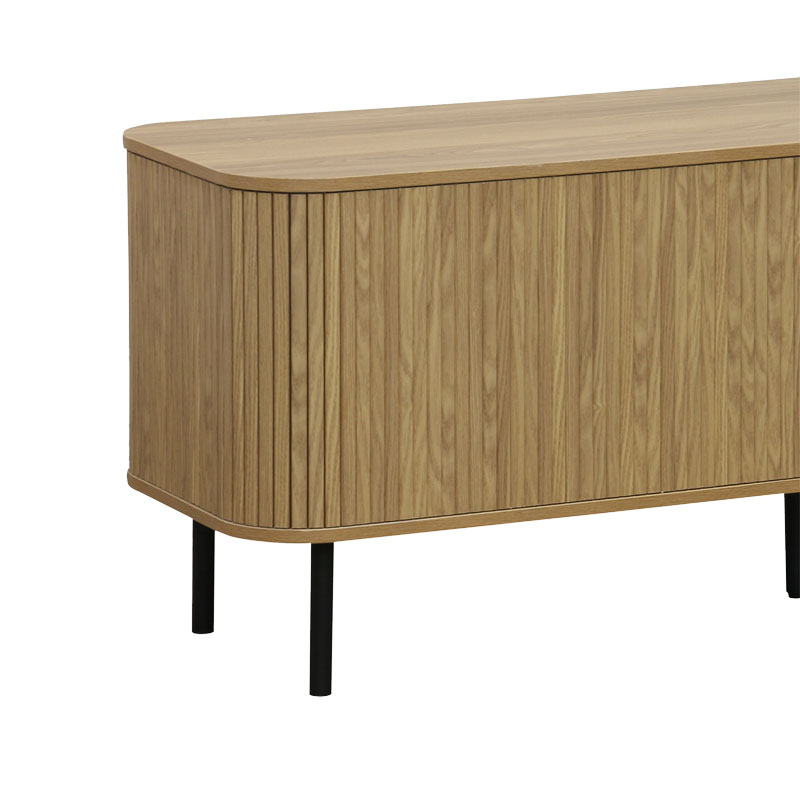 Stendë TV Scandi pakoworld MDF ngjyrë natyrale me këmbë metalike të zeza 150x45x57.5cm