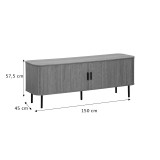 Stendë TV Scandi pakoworld MDF ngjyrë natyrale me këmbë metalike të zeza 150x45x57.5cm