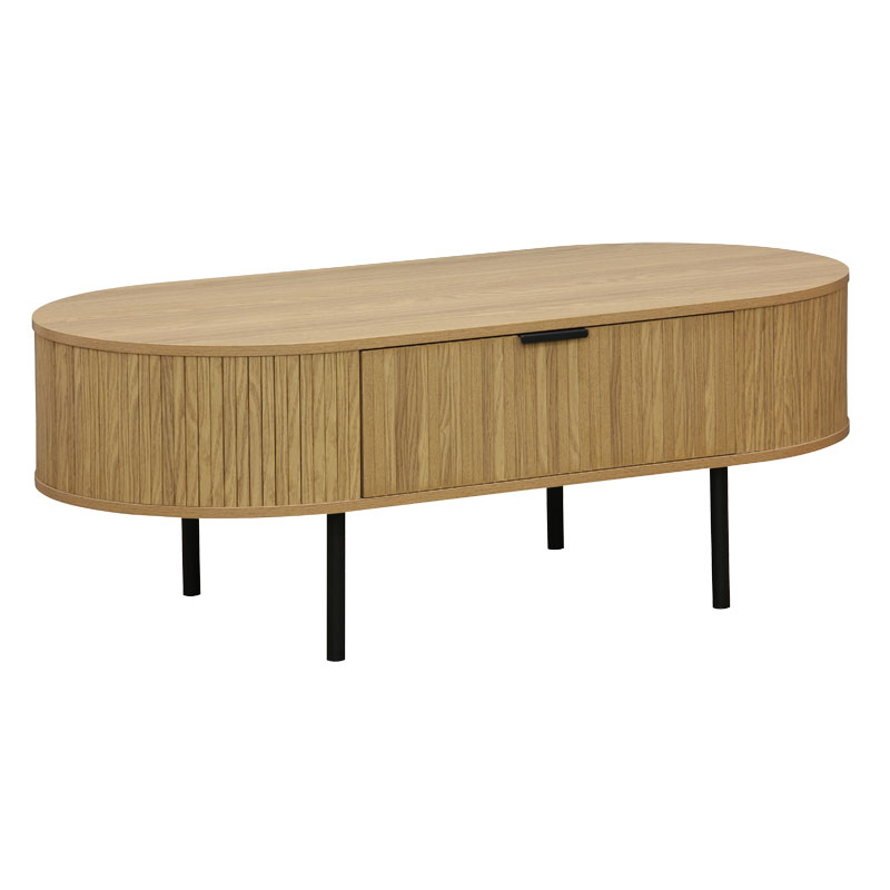 Tavolinë kafeje Scandi pakoworld MDF natyrale me këmbë metalike 118x60x44cm
