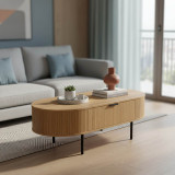 Tavolinë kafeje Scandi pakoworld MDF natyrale me këmbë metalike 118x60x44cm