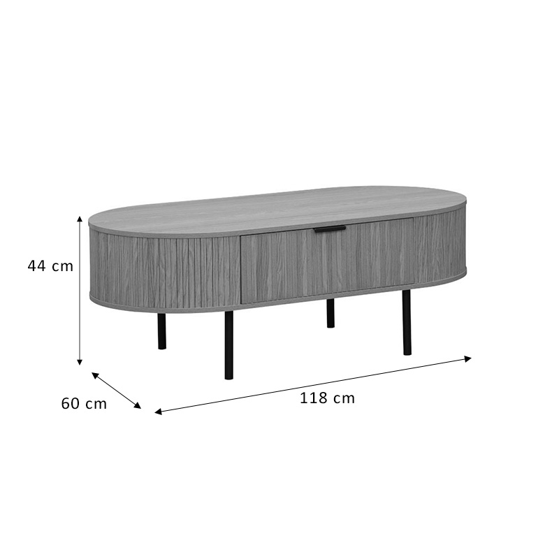 Tavolinë kafeje Scandi pakoworld MDF natyrale me këmbë metalike 118x60x44cm
