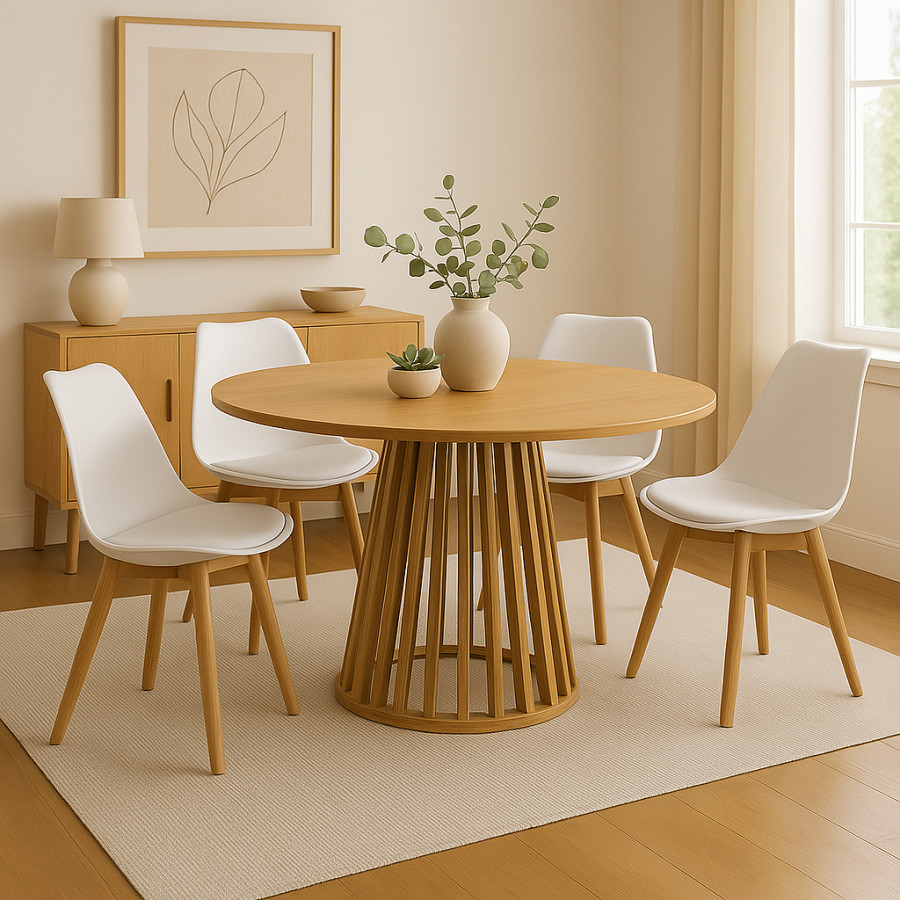 Tavolinë ngrënieje Domonic pakoworld natyrale D120x75cm