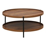 Tavolinë kafeje Portogie pakoworld mdf arrë - metal i zi D80x40cm