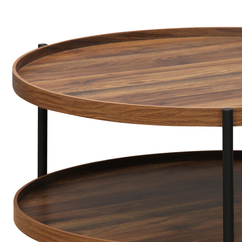 Tavolinë kafeje Portogie pakoworld mdf arrë - metal i zi D80x40cm