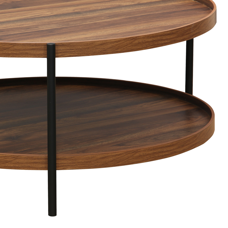 Tavolinë kafeje Portogie pakoworld mdf arrë - metal i zi D80x40cm