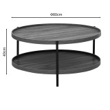 Tavolinë kafeje Portogie pakoworld mdf arrë - metal i zi D80x40cm