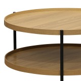 Tavolinë kafeje Portogie pakoworld mdf natyrale - metal i zi D80x40cm