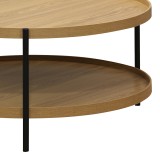 Tavolinë kafeje Portogie pakoworld mdf natyrale - metal i zi D80x40cm