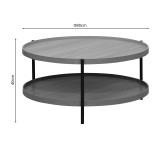 Tavolinë kafeje Portogie pakoworld mdf natyrale - metal i zi D80x40cm