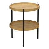 Tavolinë anësore Portogie pakoworld mdf natyrale - metal i zi D40x50cm