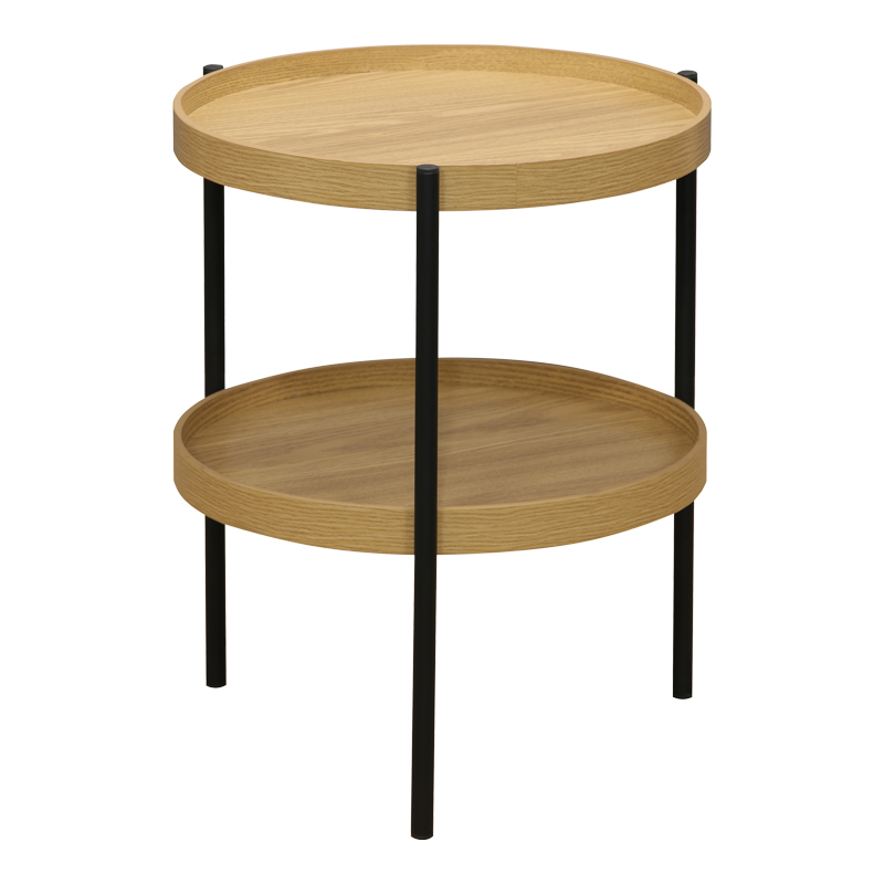 Tavolinë anësore Portogie pakoworld mdf natyrale - metal i zi D40x50cm