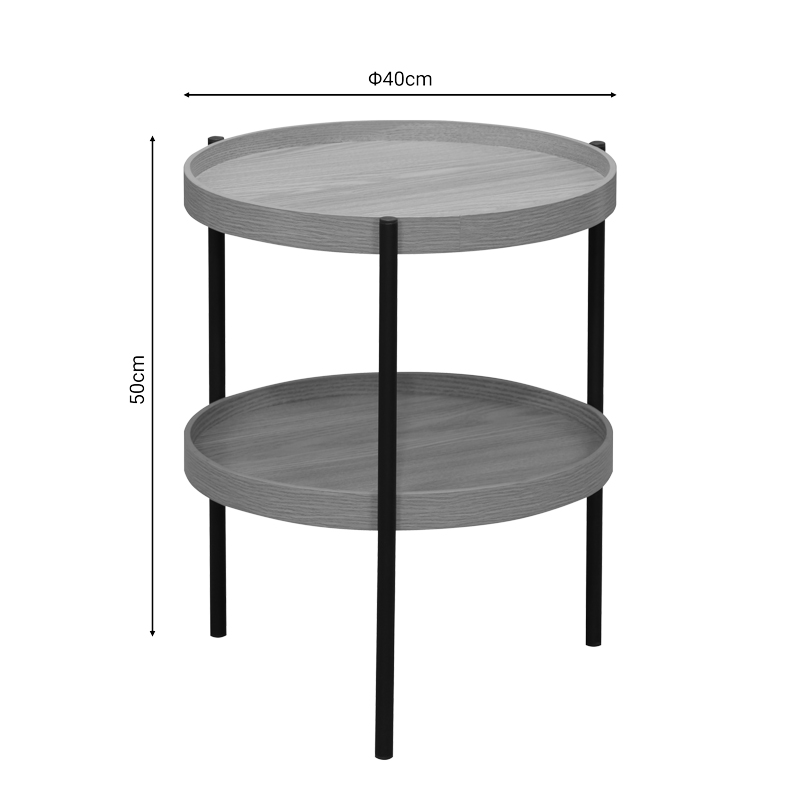 Tavolinë anësore Portogie pakoworld mdf natyrale - metal i zi D40x50cm