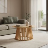 Tavolinë kafeje Domonic pakoworld mdf/pw në ngjyrë natyrale D80x45cm