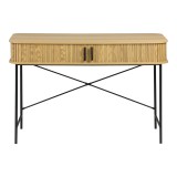 Tavolinë pune Scandi pakoworld MDF/Metal në ngjyrë natyrale me këmbë metalike të zeza 120x60x76.5cm