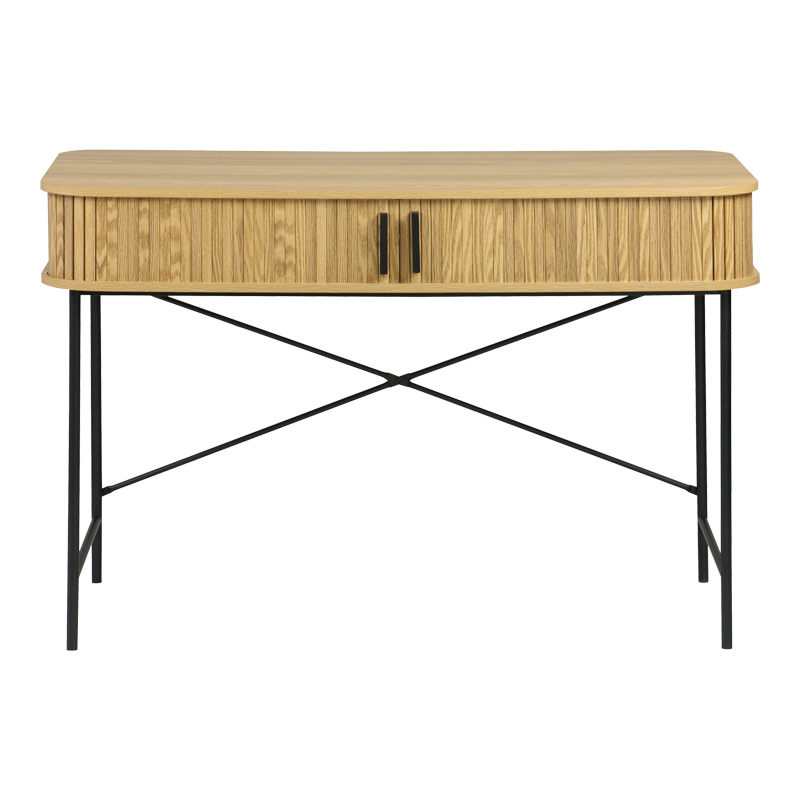 Tavolinë pune Scandi pakoworld MDF/Metal në ngjyrë natyrale me këmbë metalike të zeza 120x60x76.5cm