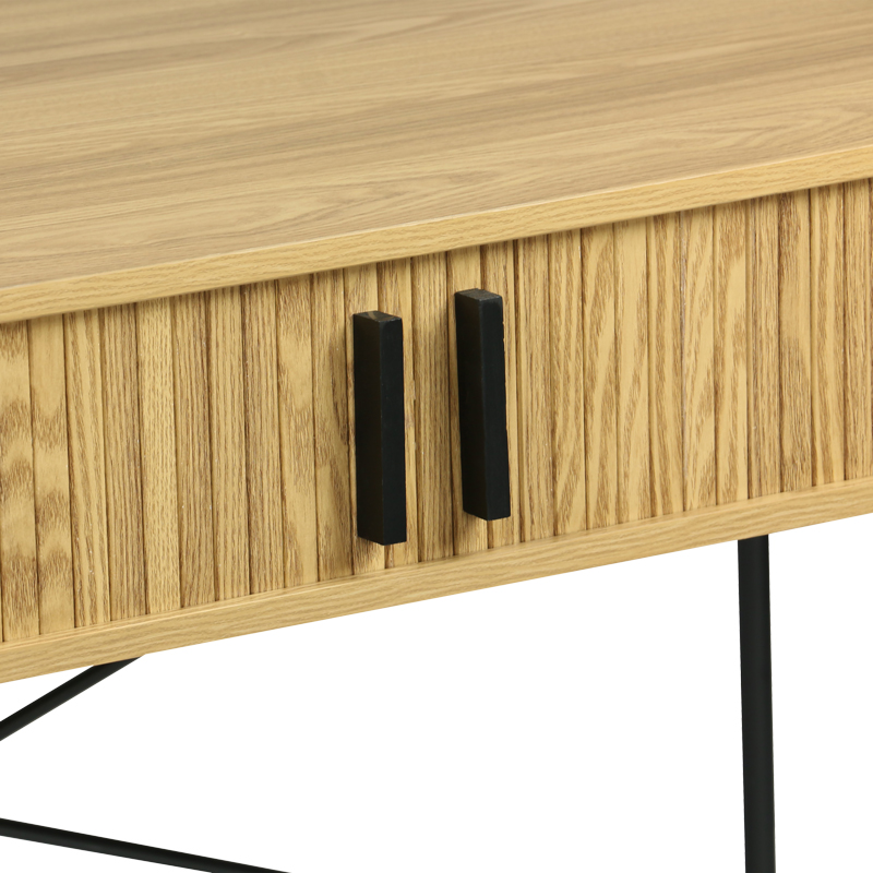 Tavolinë pune Scandi pakoworld MDF/Metal në ngjyrë natyrale me këmbë metalike të zeza 120x60x76.5cm