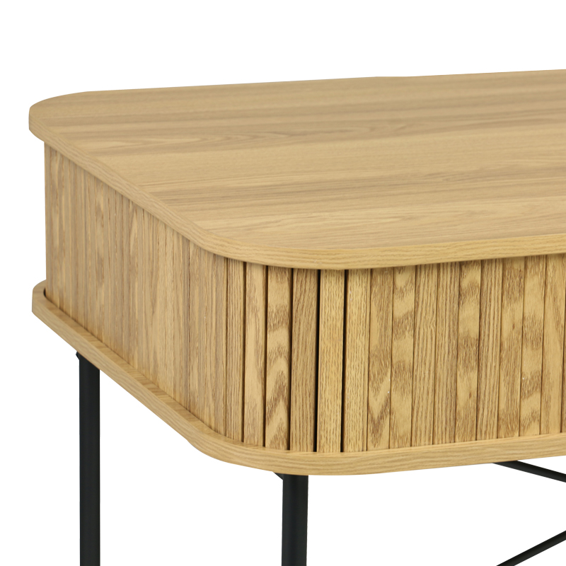 Tavolinë pune Scandi pakoworld MDF/Metal në ngjyrë natyrale me këmbë metalike të zeza 120x60x76.5cm