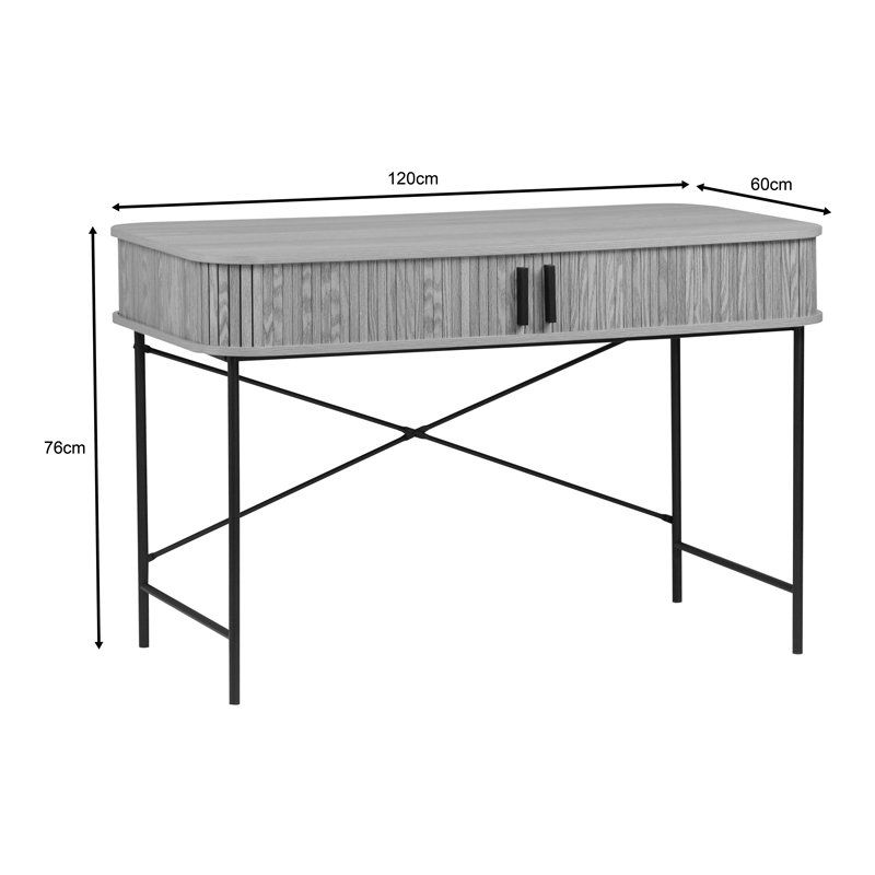 Tavolinë pune Scandi pakoworld MDF/Metal në ngjyrë natyrale me këmbë metalike të zeza 120x60x76.5cm