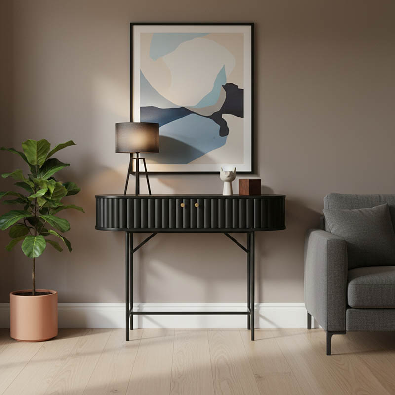 Konsolë Zakro pakoworld MDF-metal në nuancë të zezë 100x35x75cm