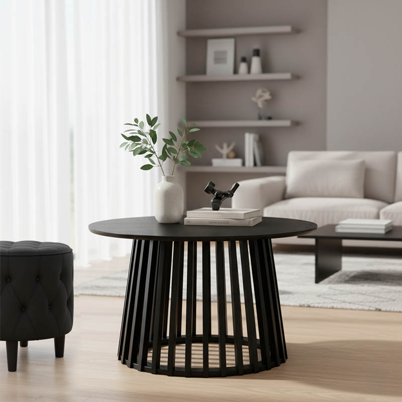 Tavolinë kafeje Domonic pakoworld mdf në ngjyrë të zezë D80x45cm