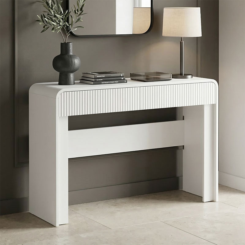 Tavolinë konsolë Zaplen pakoworld mdf në ngjyrë të bardhë 110x38x75cm