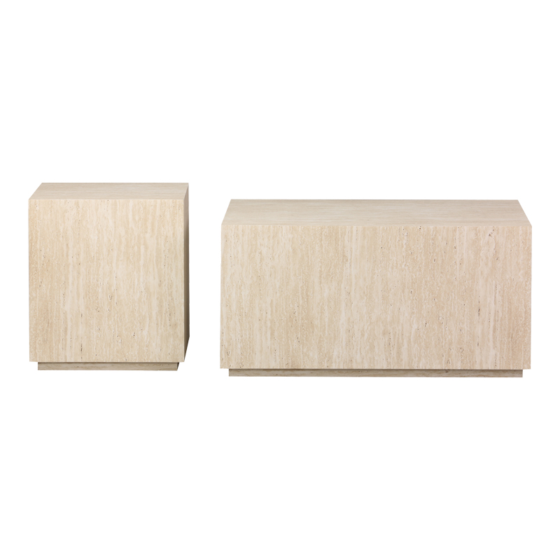 Set tavolinash kafeje 2 copë Sandu pakoworld mdf me pamje travertini