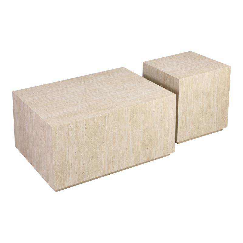Set tavolinash kafeje 2 copë Sandu pakoworld mdf me pamje travertini