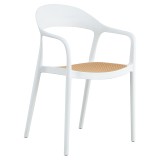 Fotel Ember pakoworld me mbrojtje UV PP bezhë-e bardhë 52.5x56.5x81cm