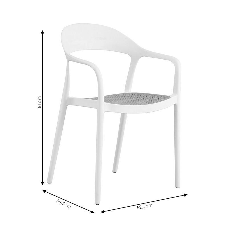 Fotel Ember pakoworld me mbrojtje UV PP bezhë-e bardhë 52.5x56.5x81cm