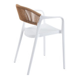 Fotel i palosshëm Ankara pakoworld pp në ngjyrë të bardhë dhe rattan pe në ngjyrë natyrale 54x55.5x77cm