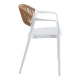 Fotel i palosshëm Ankara pakoworld pp në ngjyrë të bardhë dhe rattan pe në ngjyrë natyrale 54x55.5x77cm
