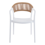 Fotel i palosshëm Ankara pakoworld pp në ngjyrë të bardhë dhe rattan pe në ngjyrë natyrale 54x55.5x77cm