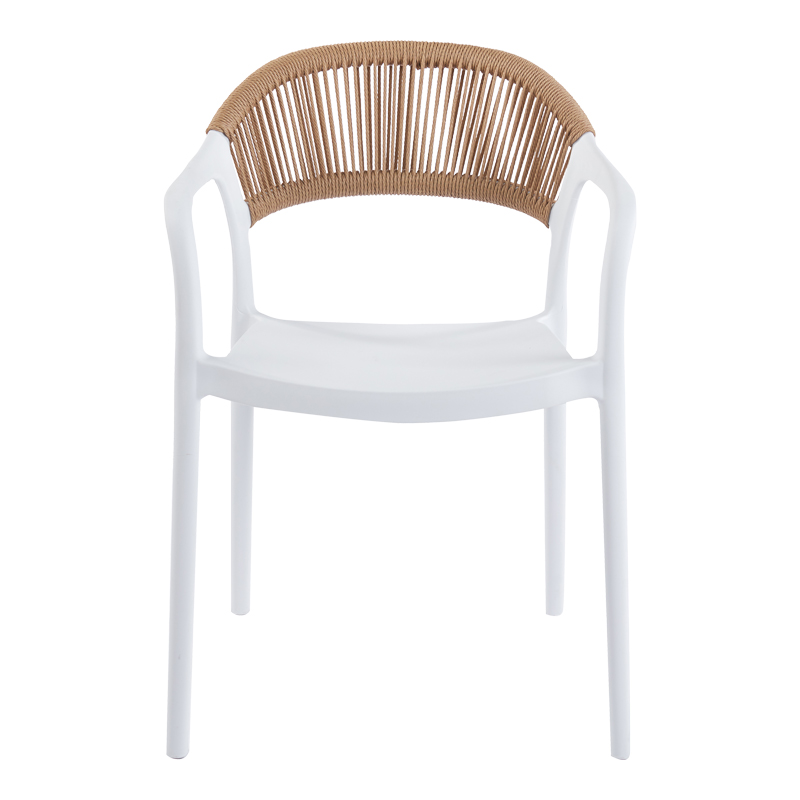 Fotel i palosshëm Ankara pakoworld pp në ngjyrë të bardhë dhe rattan pe në ngjyrë natyrale 54x55.5x77cm