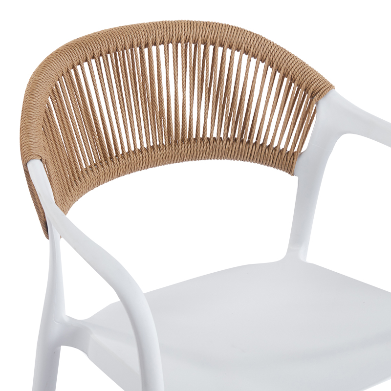 Fotel i palosshëm Ankara pakoworld pp në ngjyrë të bardhë dhe rattan pe në ngjyrë natyrale 54x55.5x77cm