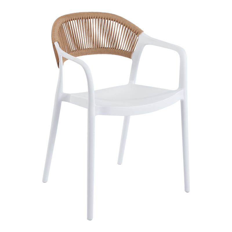 Fotel i palosshëm Ankara pakoworld pp në ngjyrë të bardhë dhe rattan pe në ngjyrë natyrale 54x55.5x77cm
