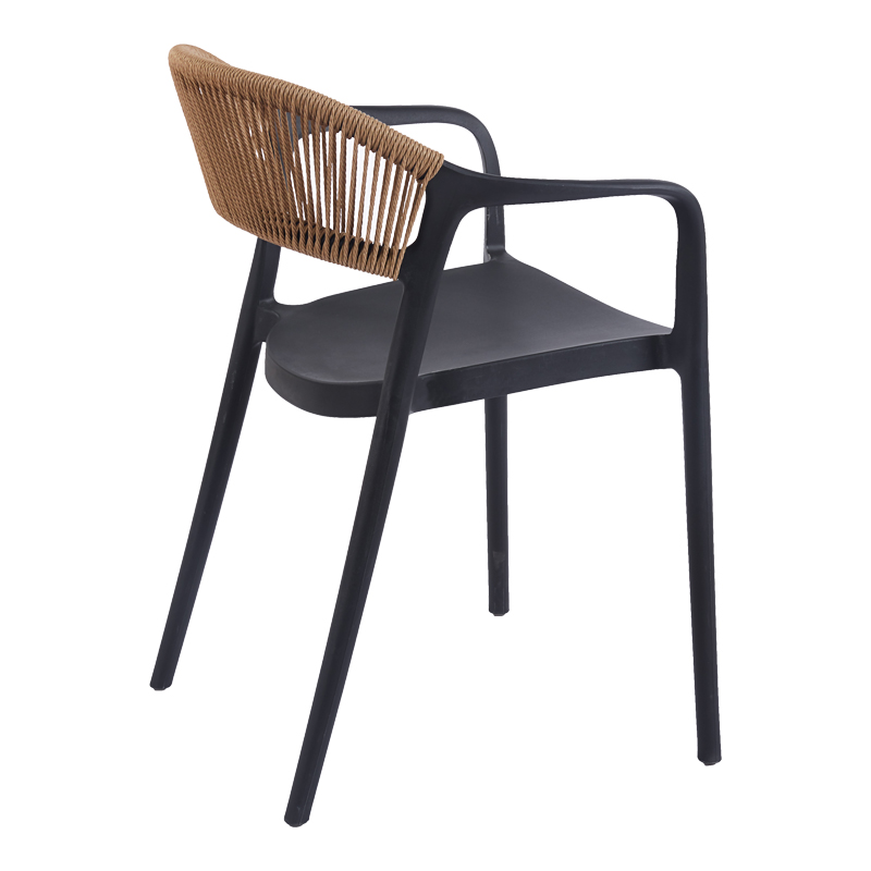 Fotel i palosshëm Ankara pakoworld pp në ngjyrë të zezë dhe rattan pe në ngjyrë natyrale 54x55.5x77cm