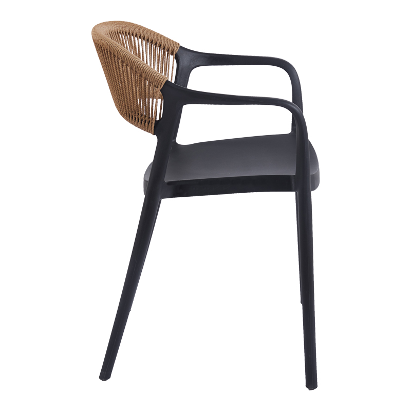 Fotel i palosshëm Ankara pakoworld pp në ngjyrë të zezë dhe rattan pe në ngjyrë natyrale 54x55.5x77cm