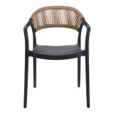Fotel i palosshëm Ankara pakoworld pp në ngjyrë të zezë dhe rattan pe në ngjyrë natyrale 54x55.5x77cm