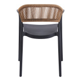 Fotel i palosshëm Ankara pakoworld pp në ngjyrë të zezë dhe rattan pe në ngjyrë natyrale 54x55.5x77cm