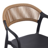 Fotel i palosshëm Ankara pakoworld pp në ngjyrë të zezë dhe rattan pe në ngjyrë natyrale 54x55.5x77cm