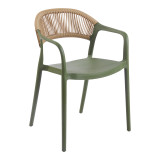 Fotel i grumbullueshëm Ankara pakoworld pp në ngjyrë jeshile ulliri dhe rattan pe në ngjyrë natyrale 54x55.5x77cm