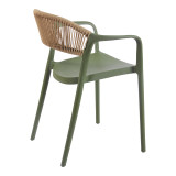 Fotel i grumbullueshëm Ankara pakoworld pp në ngjyrë jeshile ulliri dhe rattan pe në ngjyrë natyrale 54x55.5x77cm