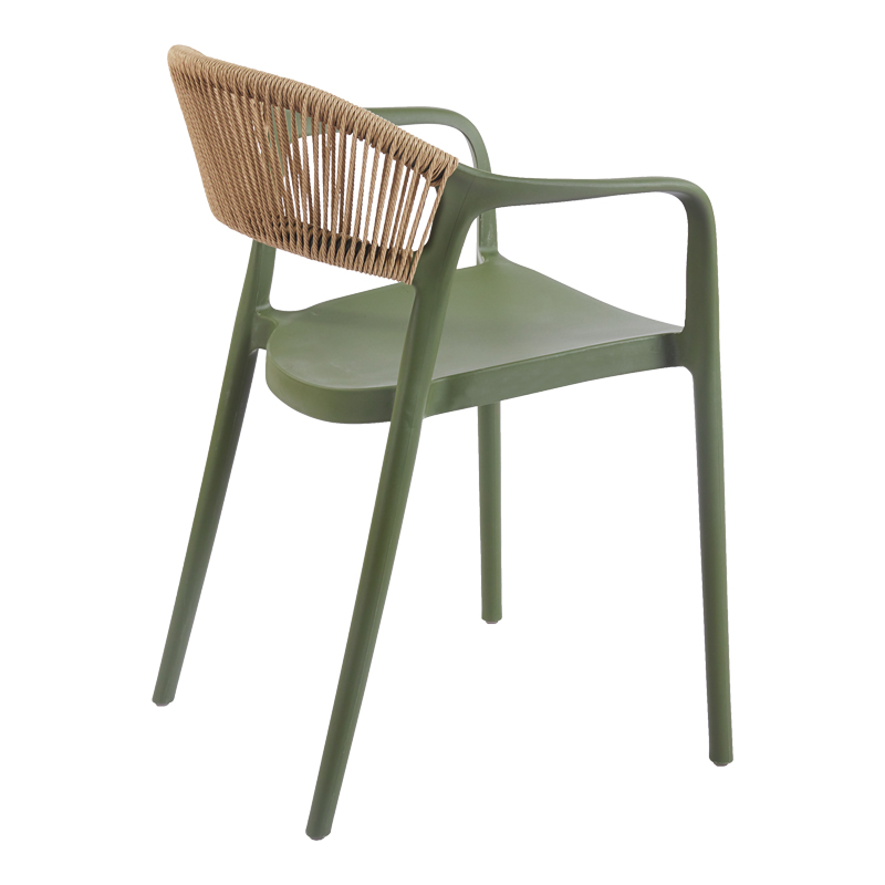 Fotel i grumbullueshëm Ankara pakoworld pp në ngjyrë jeshile ulliri dhe rattan pe në ngjyrë natyrale 54x55.5x77cm