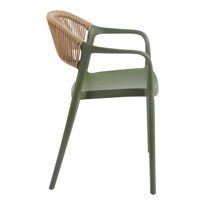 Fotel i grumbullueshëm Ankara pakoworld pp në ngjyrë jeshile ulliri dhe rattan pe në ngjyrë natyrale 54x55.5x77cm
