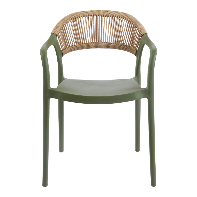 Fotel i grumbullueshëm Ankara pakoworld pp në ngjyrë jeshile ulliri dhe rattan pe në ngjyrë natyrale 54x55.5x77cm