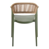 Fotel i grumbullueshëm Ankara pakoworld pp në ngjyrë jeshile ulliri dhe rattan pe në ngjyrë natyrale 54x55.5x77cm